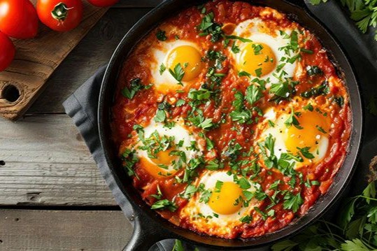 Shakshuka — Eggs Poached in Spiced Tomato